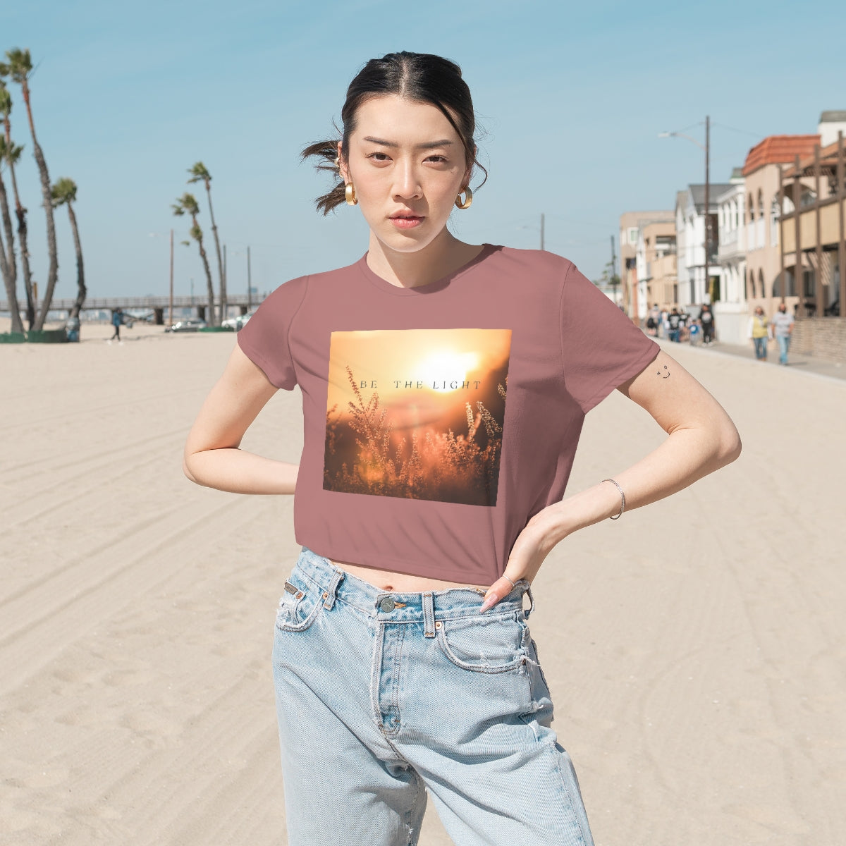 Be The Light; Healing Fawn Flowy Crop Top Tee