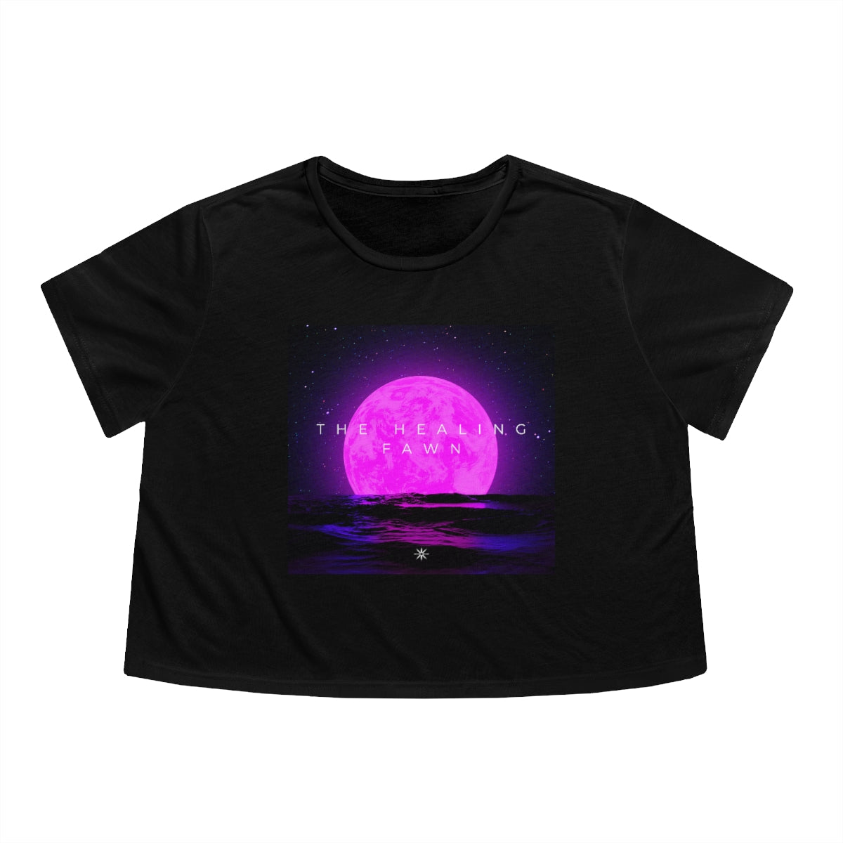 The Healing Fawn Pink Moon Flowy Crop Top Tee