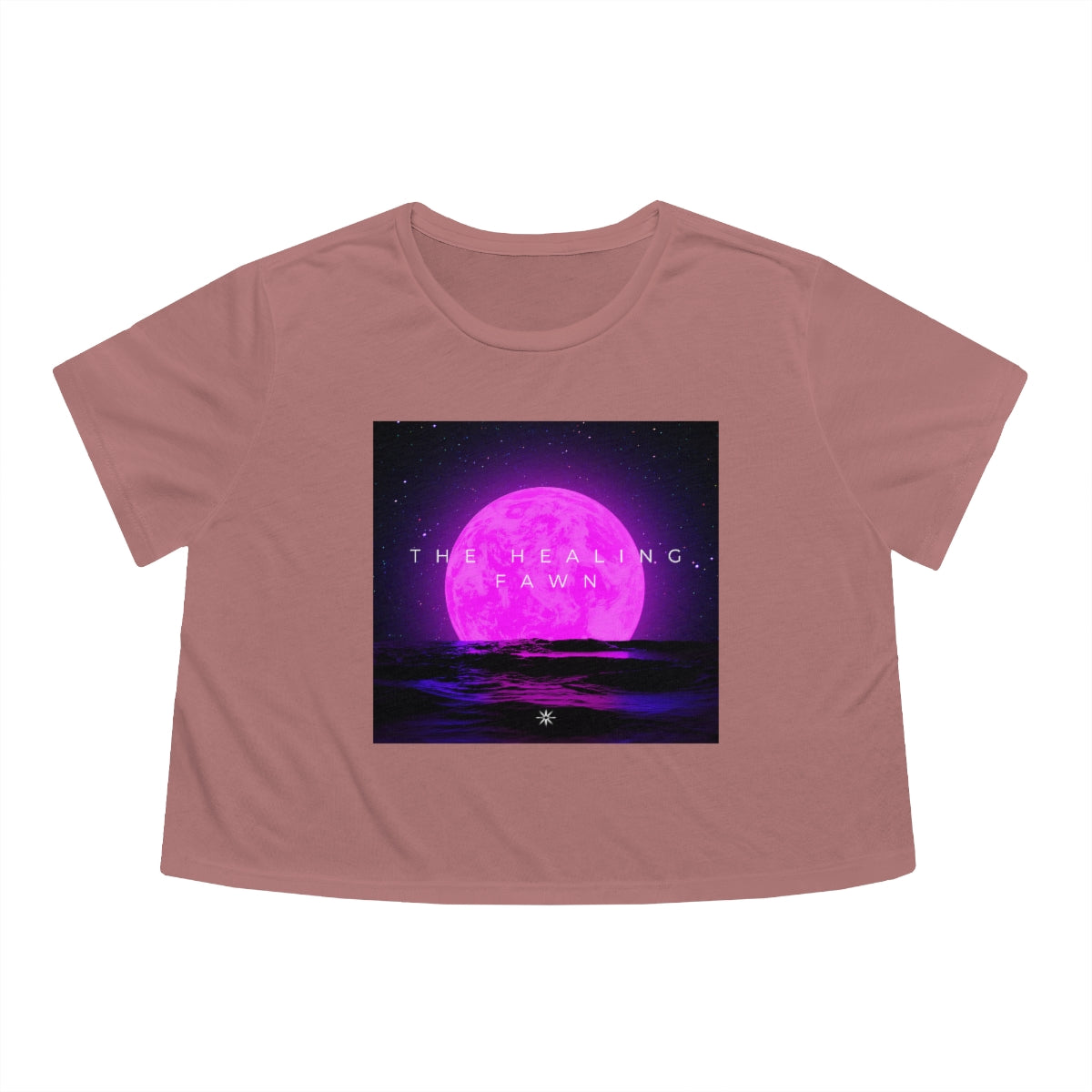 The Healing Fawn Pink Moon Flowy Crop Top Tee
