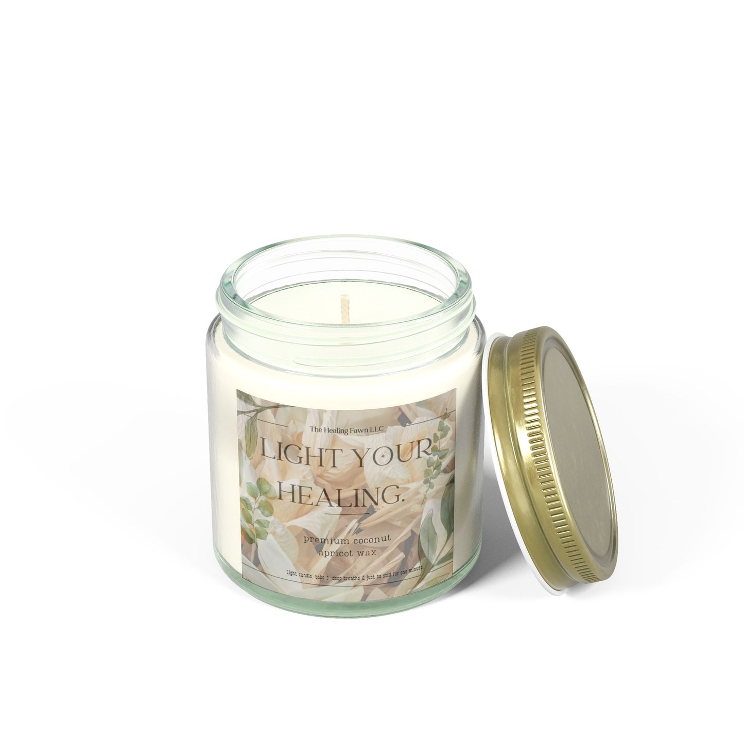 Light Your Healing;  Coconut Apricot Wax Candle  9 oz– Tranquility in a Jar Multiple Scent Infusions