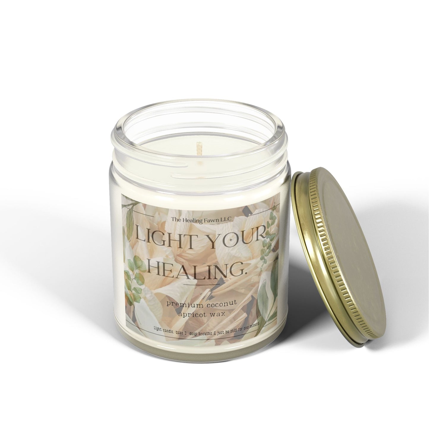 Light Your Healing;  Coconut Apricot Wax Candle  9 oz– Tranquility in a Jar Multiple Scent Infusions